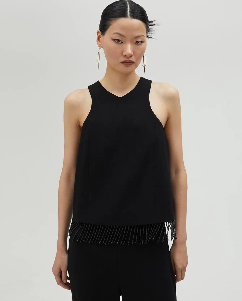 Женский топ с бахромой Lola Casademunt, черный 
Женский топ с бахромой Lola Casademunt, черный
