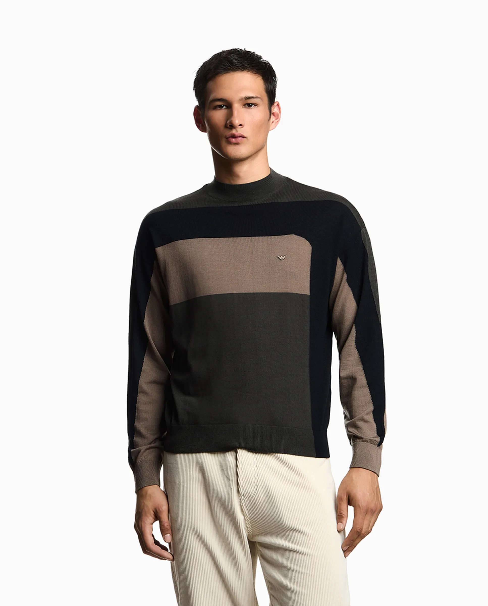 Мужской свитер с круглым вырезом в стиле колор-блок Emporio Armani, многоцветный
Мужской свитер с круглым вырезом в стиле колор-блок Emporio Armani, многоцветный