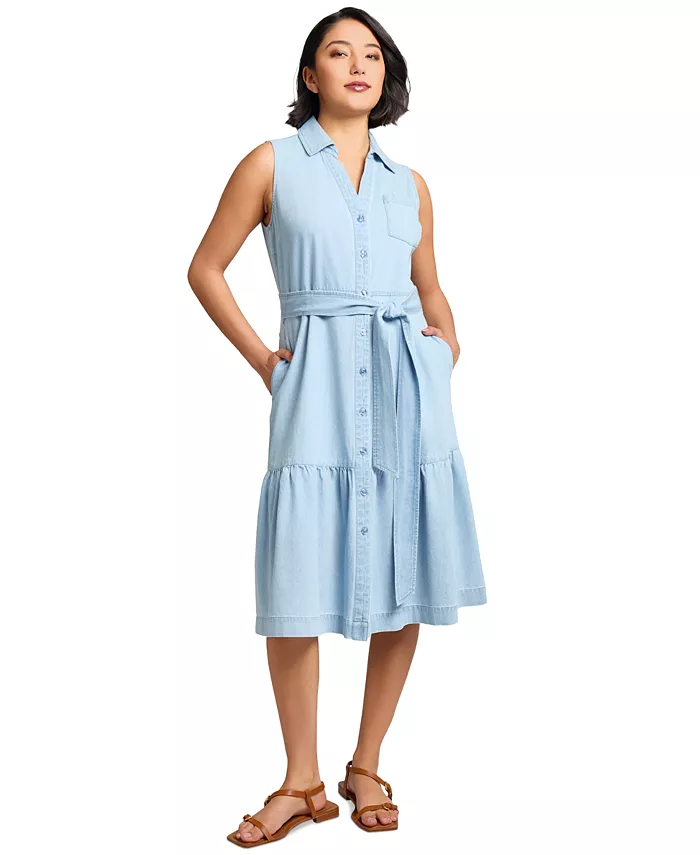 Миниатюрная хлопковая рубашка-платье с поясом и расклешенным силуэтом Jones New York, синий
Миниатюрная хлопковая рубашка-платье с поясом и расклешенным силуэтом Jones New York, синий