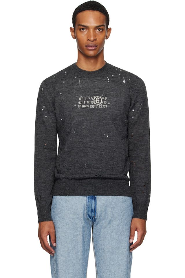 Вязаный свитер с цифровым принтом Mm6 Maison Margiela, серый
Вязаный свитер с цифровым принтом Mm6 Maison Margiela, серый