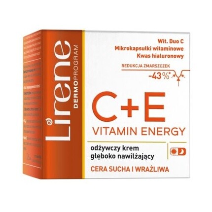 Lirene Vitamin Energy C+E Питательный крем Глубоко увлажняющий, New
Lirene Vitamin Energy C+E Питательный крем Глубоко увлажняющий, New