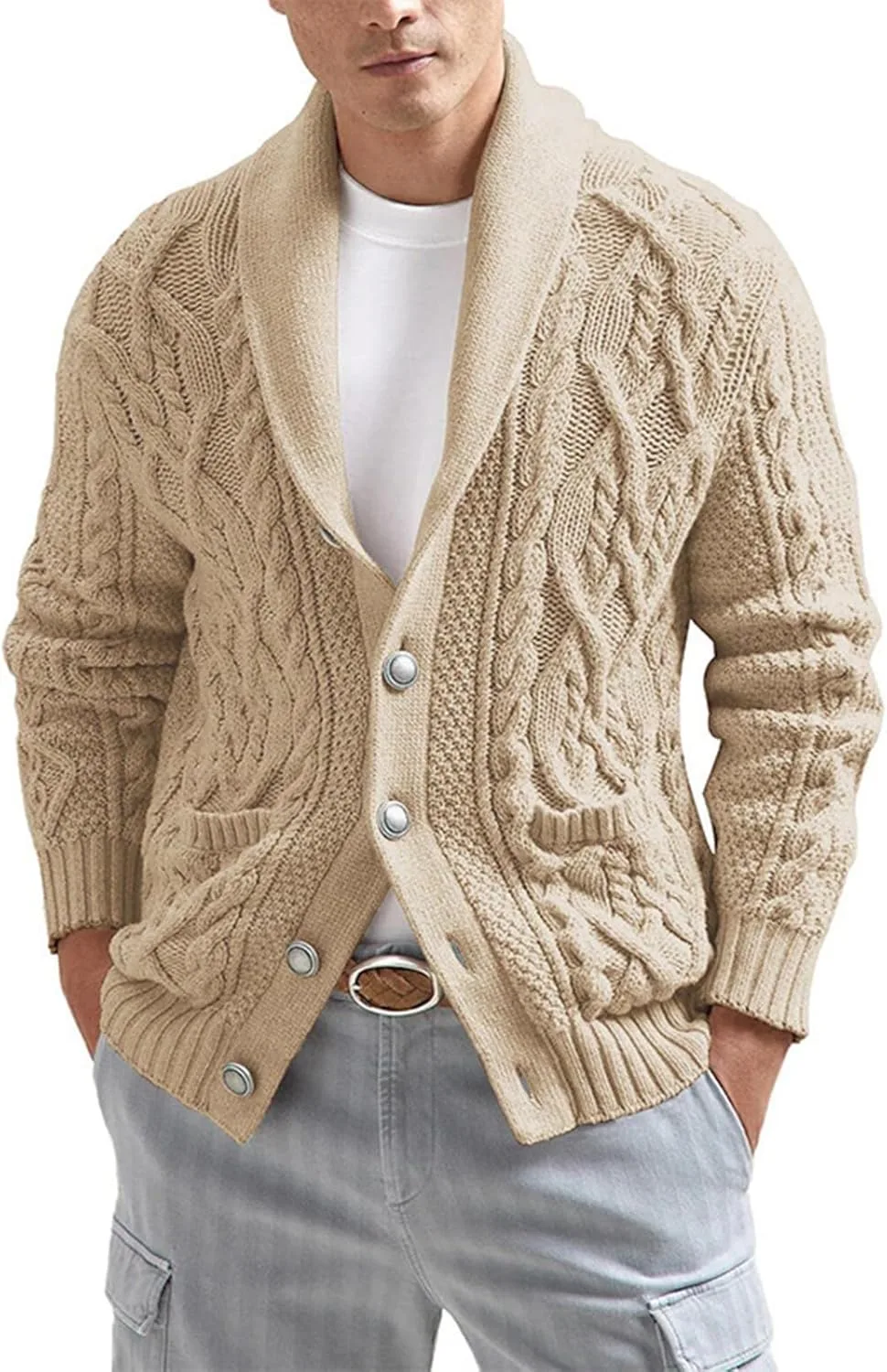 Кардиган для мужчин Casual Fashion Cable Knit Stand Collar ADHOWBEW
Кардиган для мужчин Casual Fashion Cable Knit Stand Collar ADHOWBEW