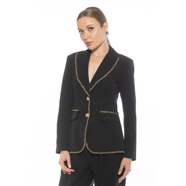 Женский приталенный блейзер с отделкой цепочкой Alexia Admor, черный
Женский приталенный блейзер с отделкой цепочкой Alexia Admor, черный