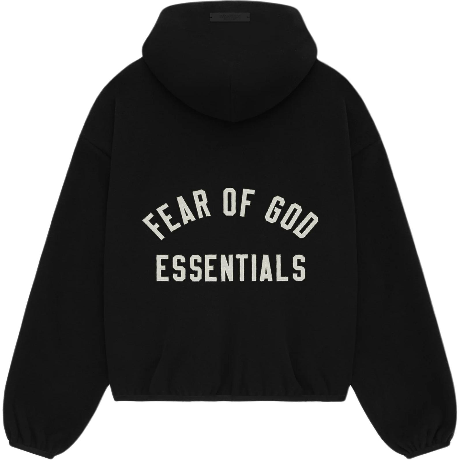 Fear Of God Essentials Чёрная утеплённая худи-куртка, Meteorite Black/BLACK 
Fear Of God Essentials Чёрная утеплённая худи-куртка, Meteorite Black/BLACK