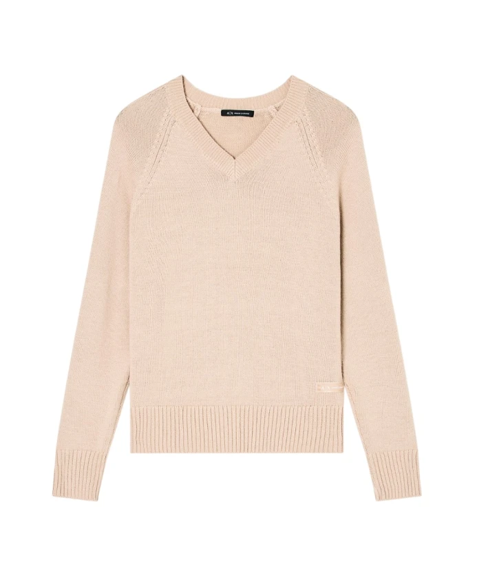 Пуловер с V-образным вырезом Armani Exchange, бежевый
Пуловер с V-образным вырезом Armani Exchange, бежевый