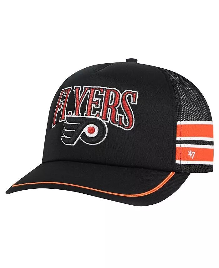 Мужская черная кепка Trucker Snapback с полосками по бокам Philadelphia Flyers '47 Brand, черный 
Мужская черная кепка Trucker Snapback с полосками по бокам Philadelphia Flyers '47 Brand, черный