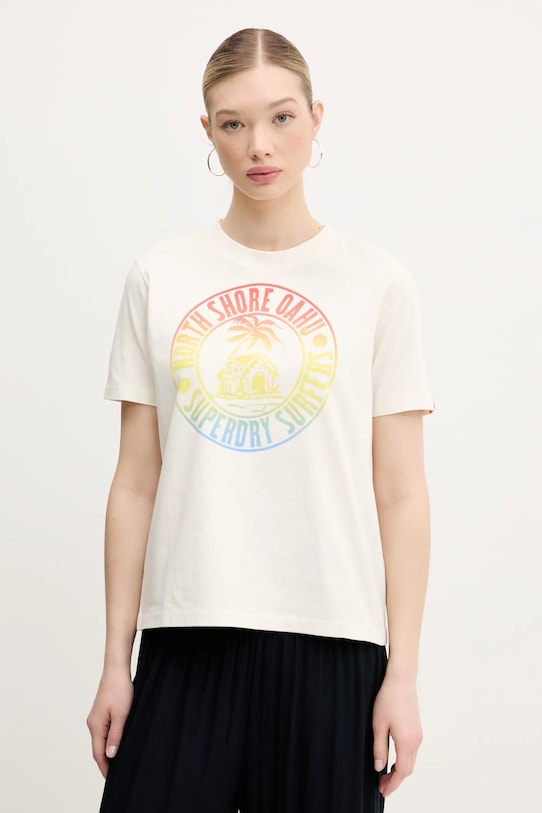 Хлопковая футболка Superdry, бежевый
Хлопковая футболка Superdry, бежевый