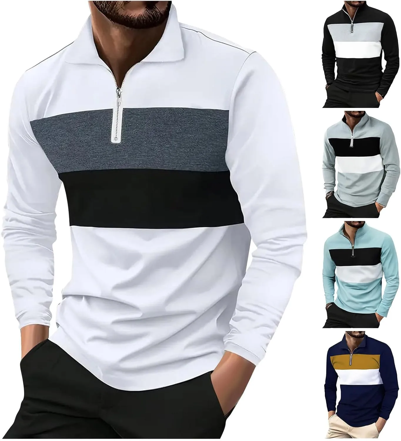 Мужская поло с длинным рукавом 1/4 Zip Pullover Color Block Thatrich
Мужская поло с длинным рукавом 1/4 Zip Pullover Color Block Thatrich