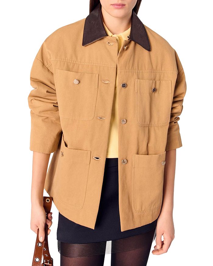 Хлопковое пальто с кожаным воротником Maje, коричневый/бежевый
Хлопковое пальто с кожаным воротником Maje, коричневый/бежевый