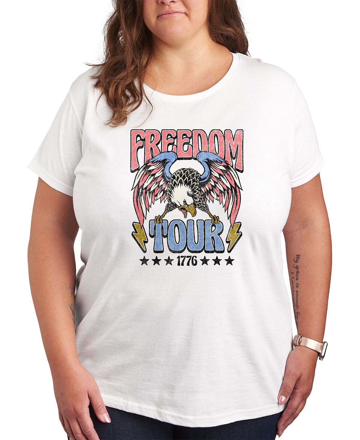 Модная футболка с рисунком больших размеров Air Waves, белый 
Модная футболка с рисунком больших размеров Air Waves, белый