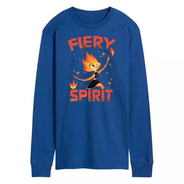 Мужская футболка Elemental Firey Spirit с длинным рукавом Disney, синий 
Мужская футболка Elemental Firey Spirit с длинным рукавом Disney, синий