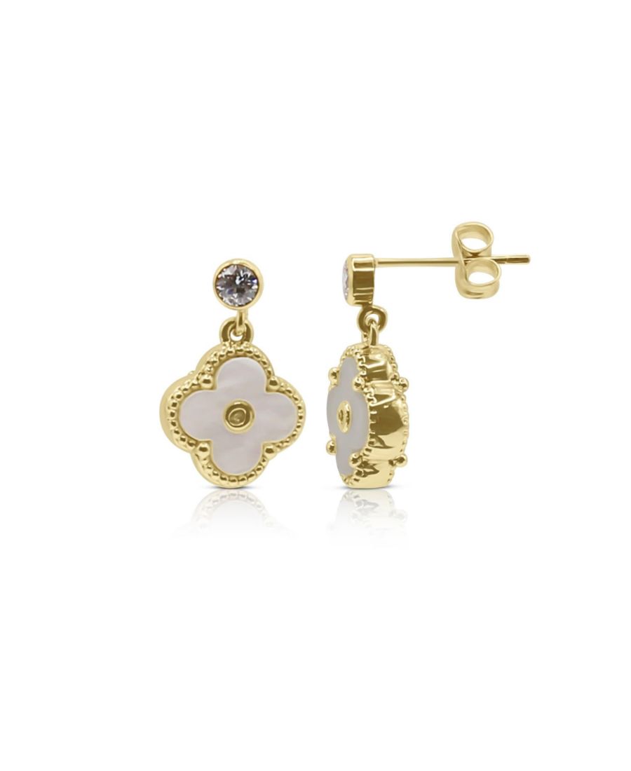 Не тускнеющие серьги-гвоздики диаметром 10 мм из позолоченного перламутра в форме клевера с кубическим цирконием Bowood Lane, Gold
Не тускнеющие серьги-гвоздики диаметром 10 мм из позолоченного перламутра в форме клевера с кубическим цирконием Bowood Lane, Gold