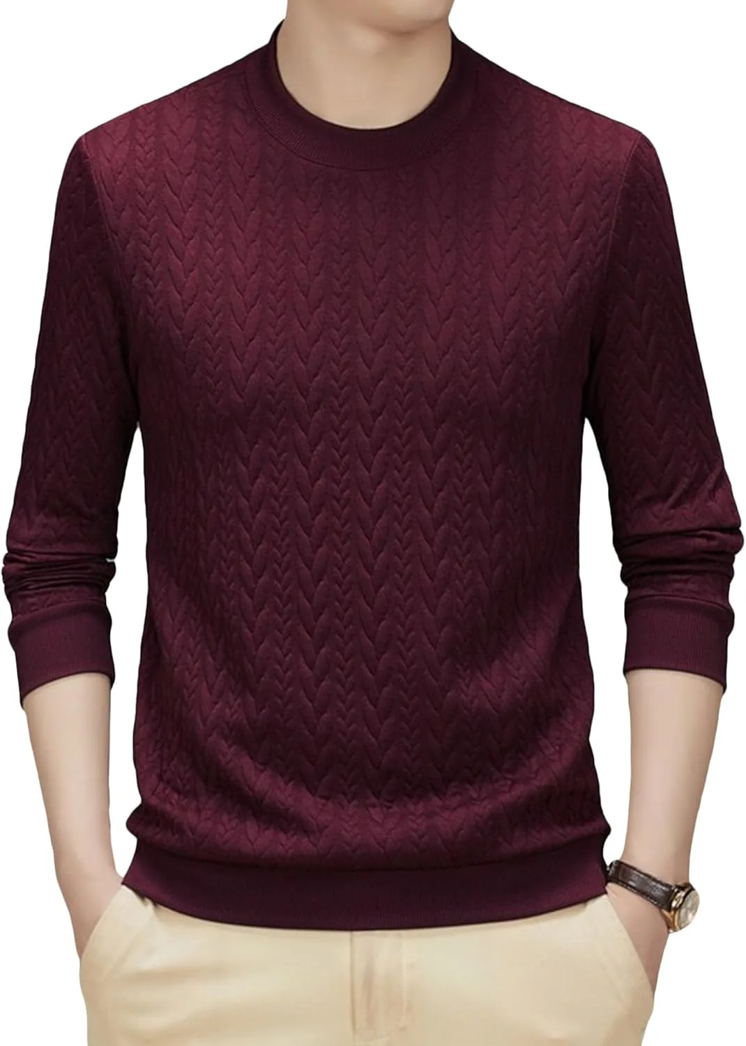 Мужской свитер с узором "рыбацкая коса" и воротником-гольф JEShifangjiusu
Мужской свитер с узором "рыбацкая коса" и воротником-гольф JEShifangjiusu