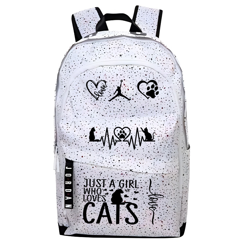 Jordan Полиэстеровый рюкзак унисекс белый, Heart Cat
Jordan Полиэстеровый рюкзак унисекс белый, Heart Cat