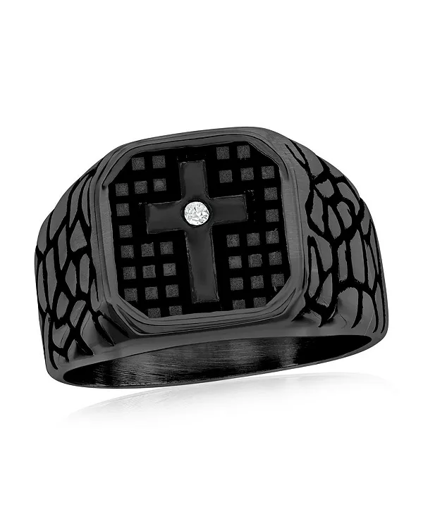 Кольцо из нержавеющей стали с фианитами и зернистым узором, черное покрытие Metallo, black
Кольцо из нержавеющей стали с фианитами и зернистым узором, черное покрытие Metallo, black