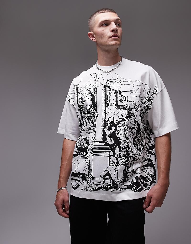 Topman Premium – плотная футболка oversize цвета экрю со средневековым принтом спереди и сзади
Topman Premium – плотная футболка oversize цвета экрю со средневековым принтом спереди и сзади