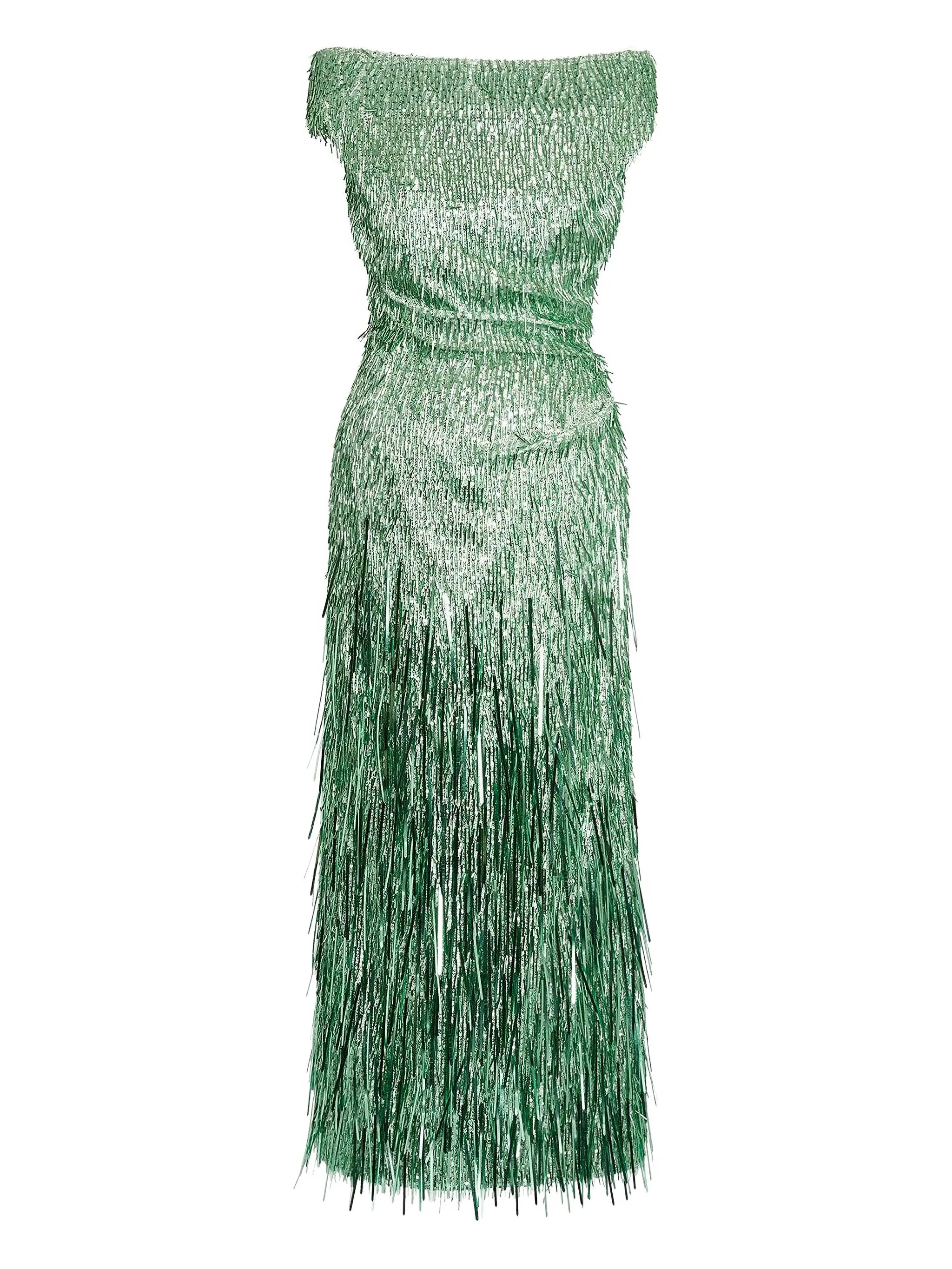 Платье с блестками и бахромой Erdem, зеленый
Платье с блестками и бахромой Erdem, зеленый