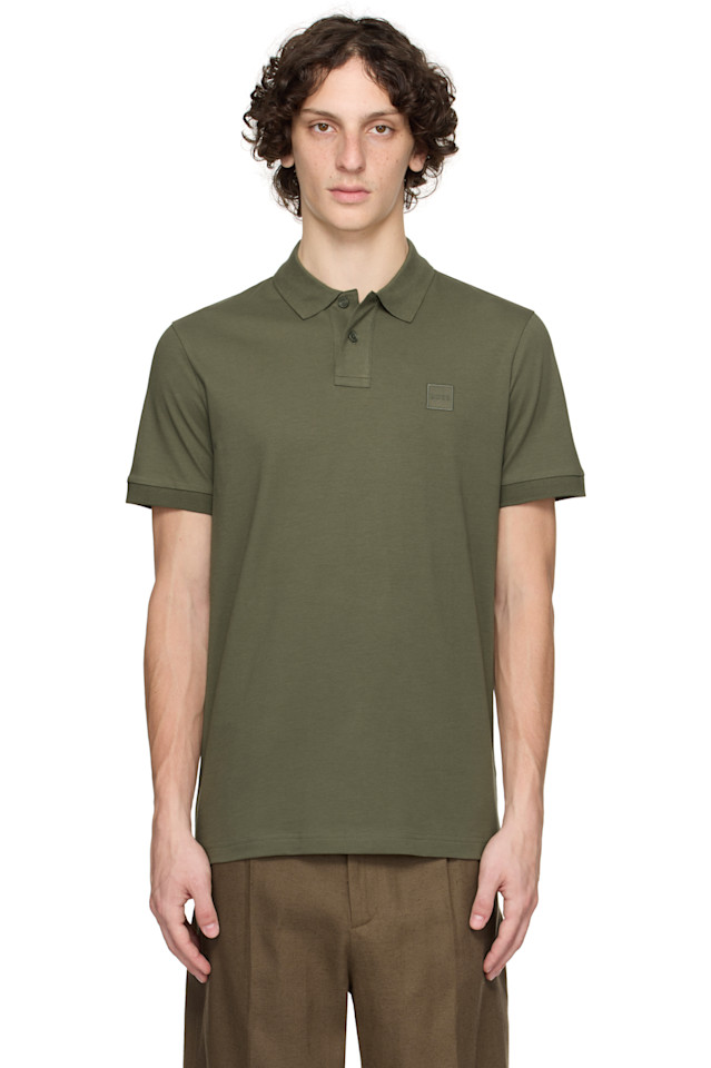 Облегающая поло с логотипом из стрейч-хлопка Boss, хаки
Облегающая поло с логотипом из стрейч-хлопка Boss, хаки