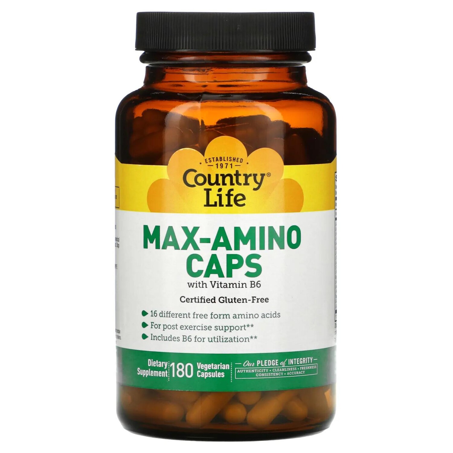 Country Life Max-Amino в капсулах с витамином B6 180 вегетарианских капсул
Country Life Max-Amino в капсулах с витамином B6 180 вегетарианских капсул