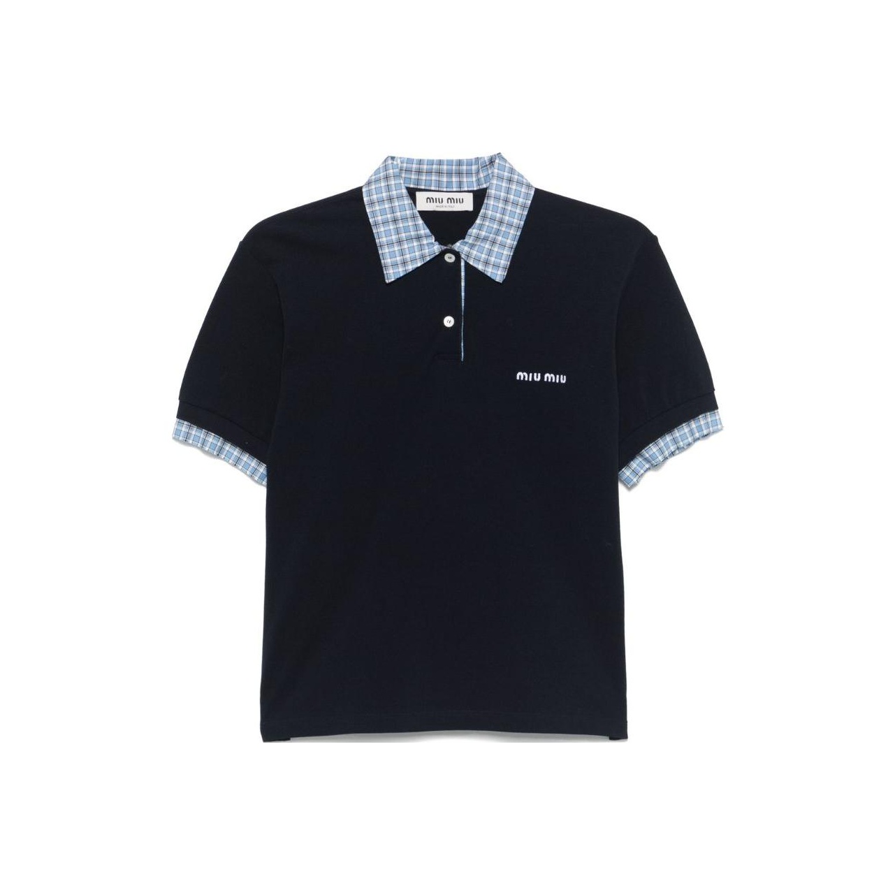 Поло с эффектом многослойности MIU MIU, синий
Поло с эффектом многослойности MIU MIU, синий