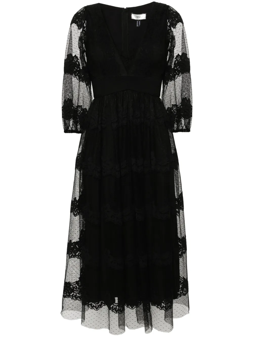 Ярусное платье миди с цветочным кружевом Nissa, черный
Ярусное платье миди с цветочным кружевом Nissa, черный