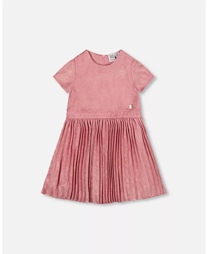 Платье для девочки с короткими рукавами и плиссированной юбкой, пыльно-розовое – для малышей|детей Deux par Deux, розовый