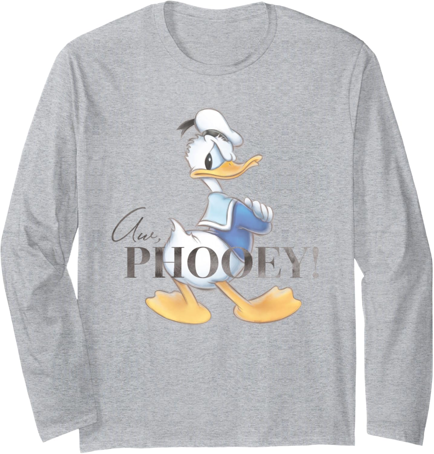 Футболка с длинными рукавами Disney Centennial с цитатой Дональда Дака (D100) Aw Phooey, серая
Футболка с длинными рукавами Disney Centennial с цитатой Дональда Дака (D100) Aw Phooey, серая