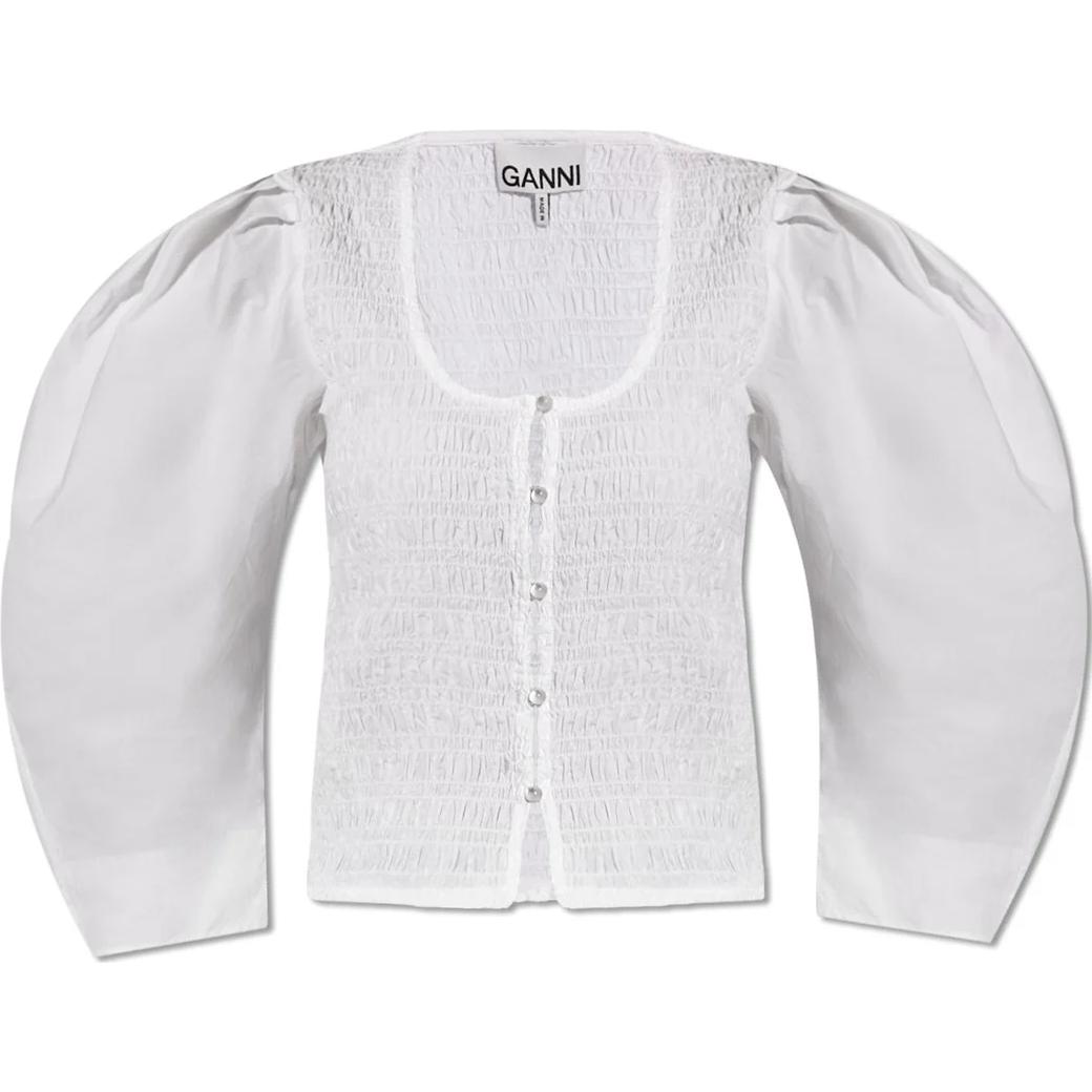 GANNI Поплиновая укороченная блузка белая
GANNI Поплиновая укороченная блузка белая