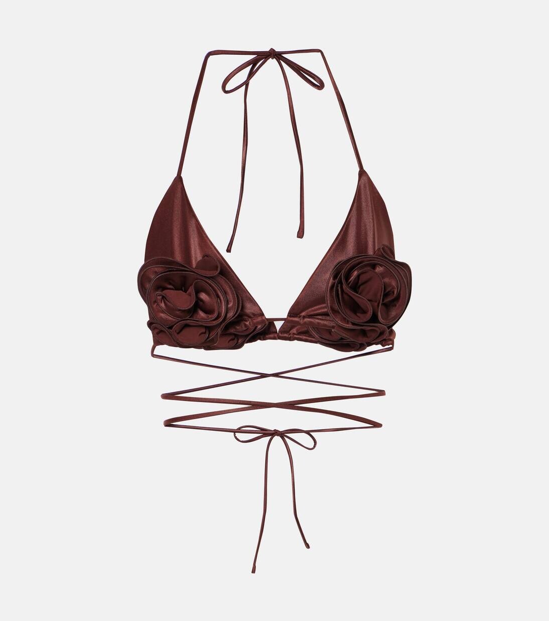 Треугольный бикини-топ с цветочной аппликацией Magda Butrym, коричневый
Треугольный бикини-топ с цветочной аппликацией Magda Butrym, коричневый