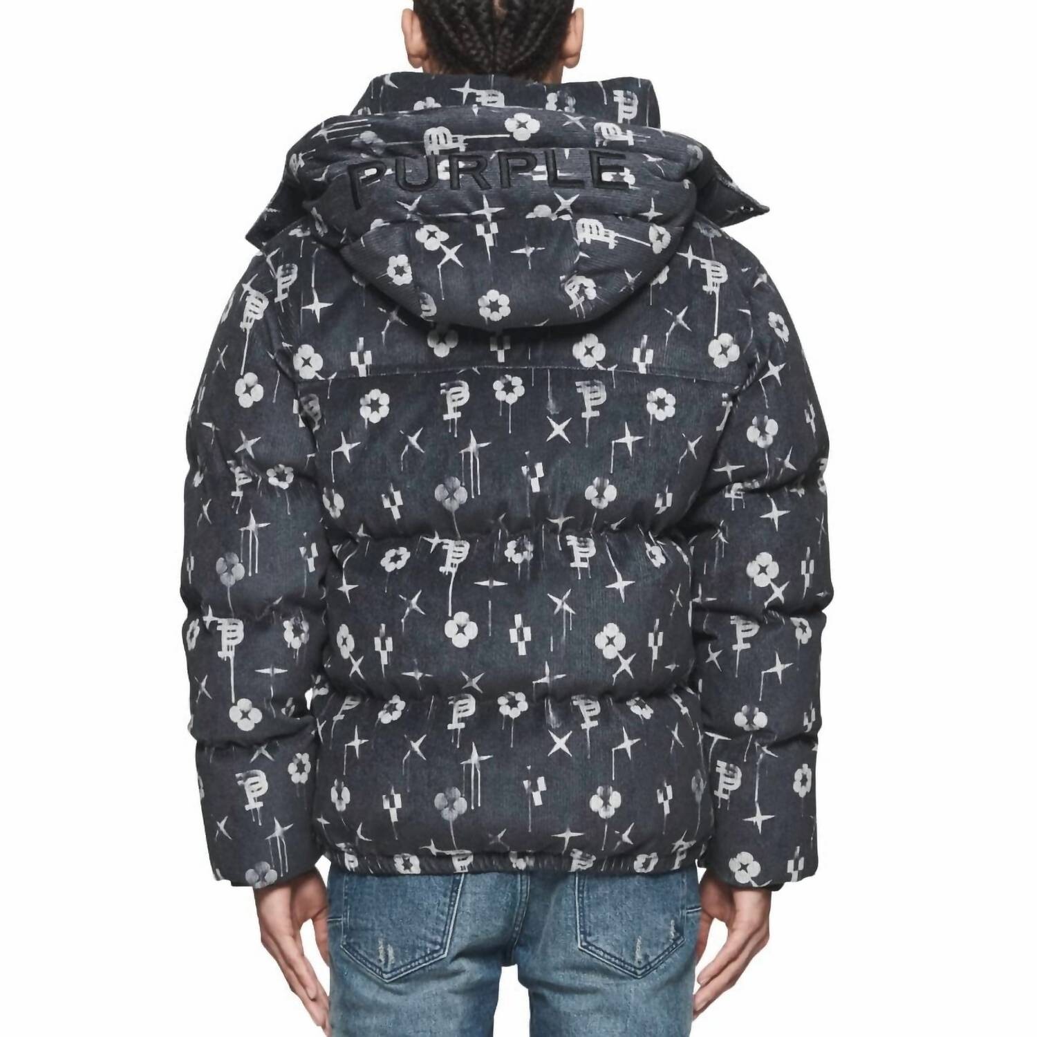 Черная вельветовая куртка-пуховик с принтом Purple Brand, черный
Черная вельветовая куртка-пуховик с принтом Purple Brand, черный