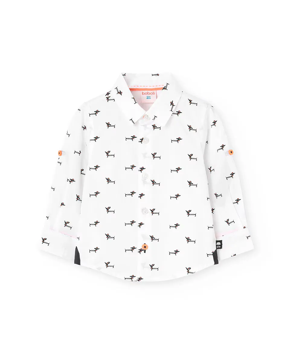 Хлопковая рубашка для мальчиков с фантазийным принтом Boboli, белый
Хлопковая рубашка для мальчиков с фантазийным принтом Boboli, белый