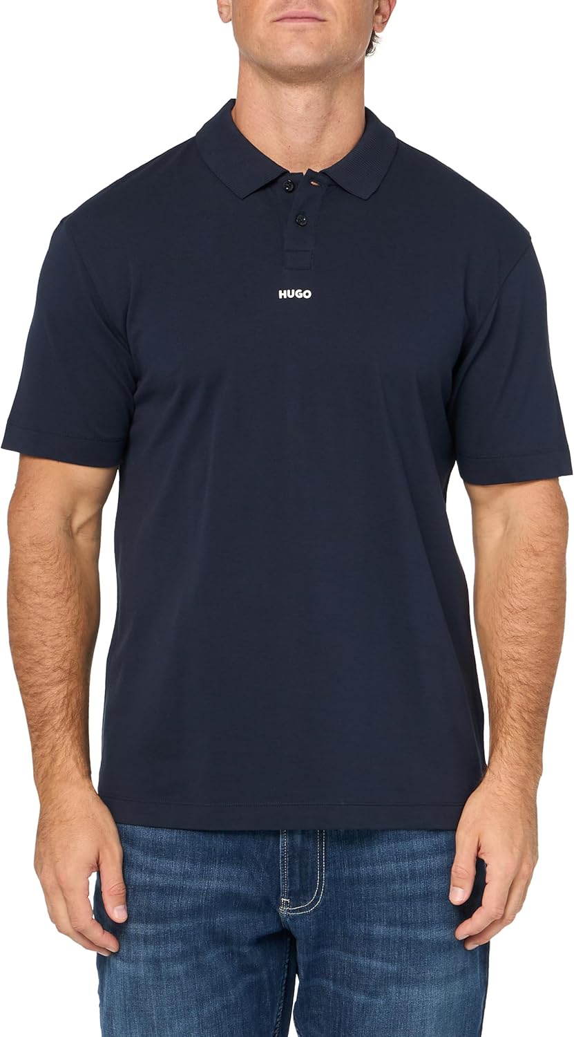 HUGO Мужская поло с контрастным логотипом по центру, Logo Navy
HUGO Мужская поло с контрастным логотипом по центру, Logo Navy