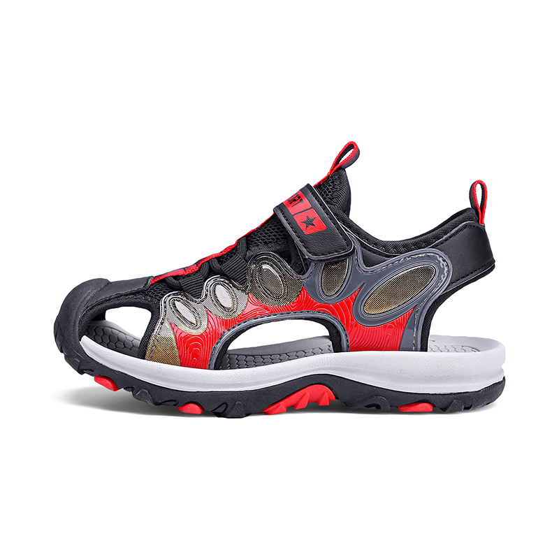 Детские сандалии с низким верхом, нескользящие, износостойкие, дышащие RHOBESAM, черный/красный 
Детские сандалии с низким верхом, нескользящие, износостойкие, дышащие RHOBESAM, черный/красный