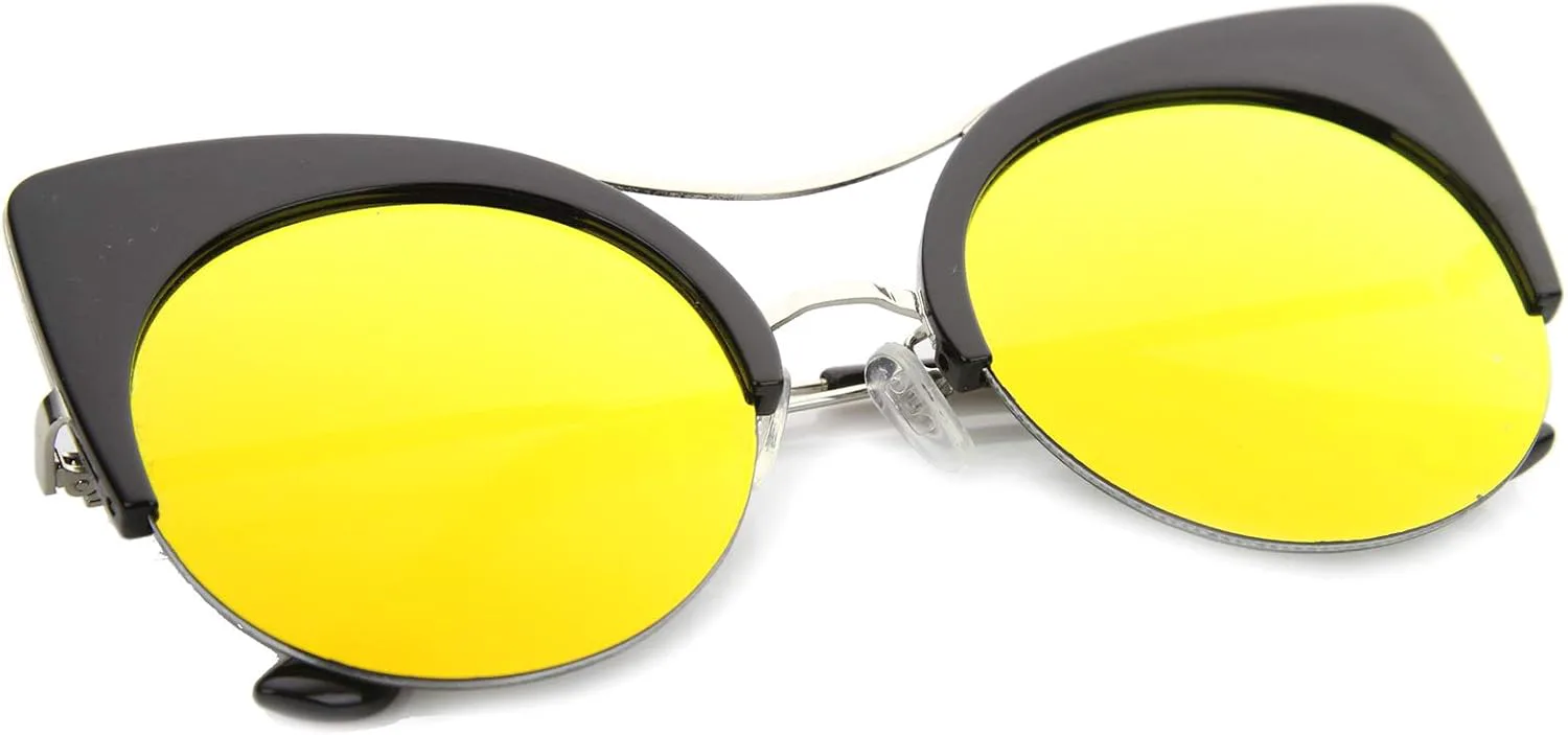 Женские солнцезащитные очки zeroUV увеличенного размера, полуободковые, с плоскими линзами, круглые, в форме «кошачий глаз», диаметр линз 51 мм, Black-silver / Sun
Женские солнцезащитные очки zeroUV увеличенного размера, полуободковые, с плоскими линзами, круглые, в форме «кошачий глаз», диаметр линз 51 мм, Black-silver / Sun