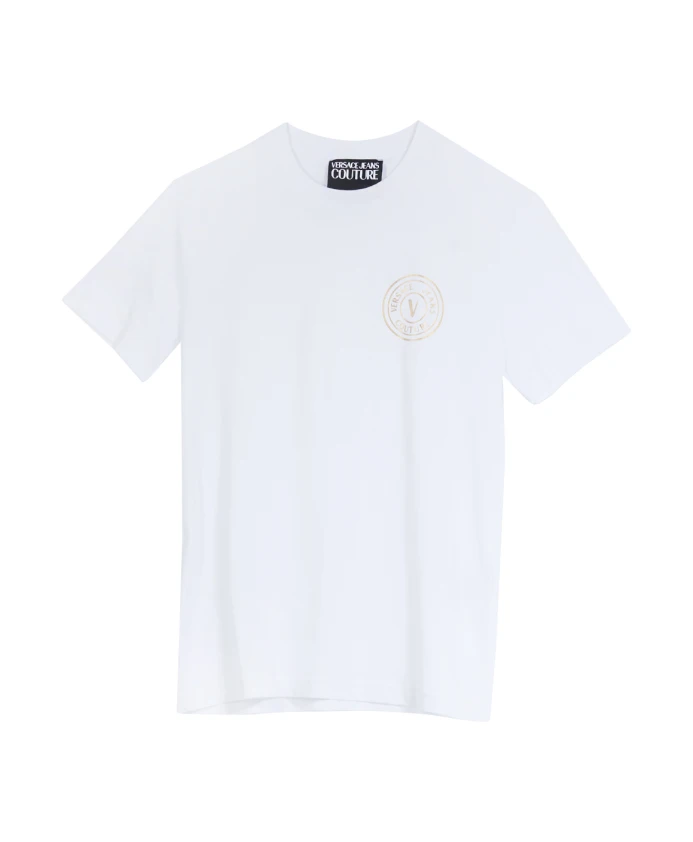 Хлопковая футболка с золотым логотипом Versace Jeans Couture, белый
Хлопковая футболка с золотым логотипом Versace Jeans Couture, белый