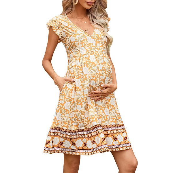 Женское платье для беременных с коротким рукавом, V-образным вырезом и цветочным принтом Hallih Burton, Yellow Flower
Женское платье для беременных с коротким рукавом, V-образным вырезом и цветочным принтом Hallih Burton, Yellow Flower