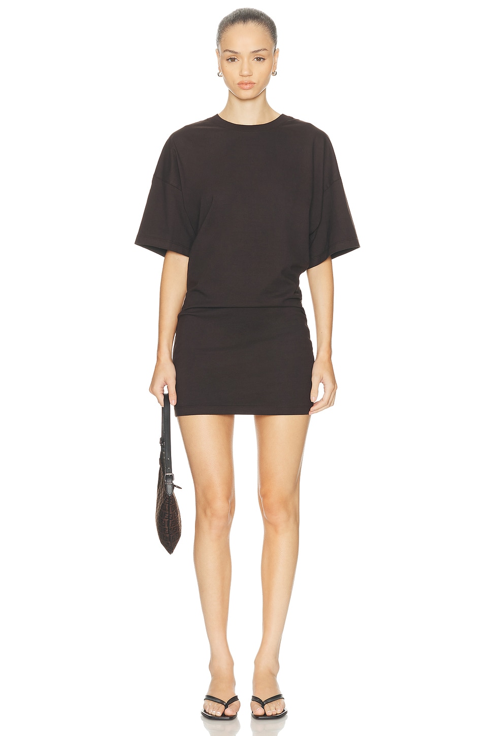 Мини-платье с коротким рукавом из пима изогнутого кроя Enza Costa, Coffee Bean
Мини-платье с коротким рукавом из пима изогнутого кроя Enza Costa, Coffee Bean