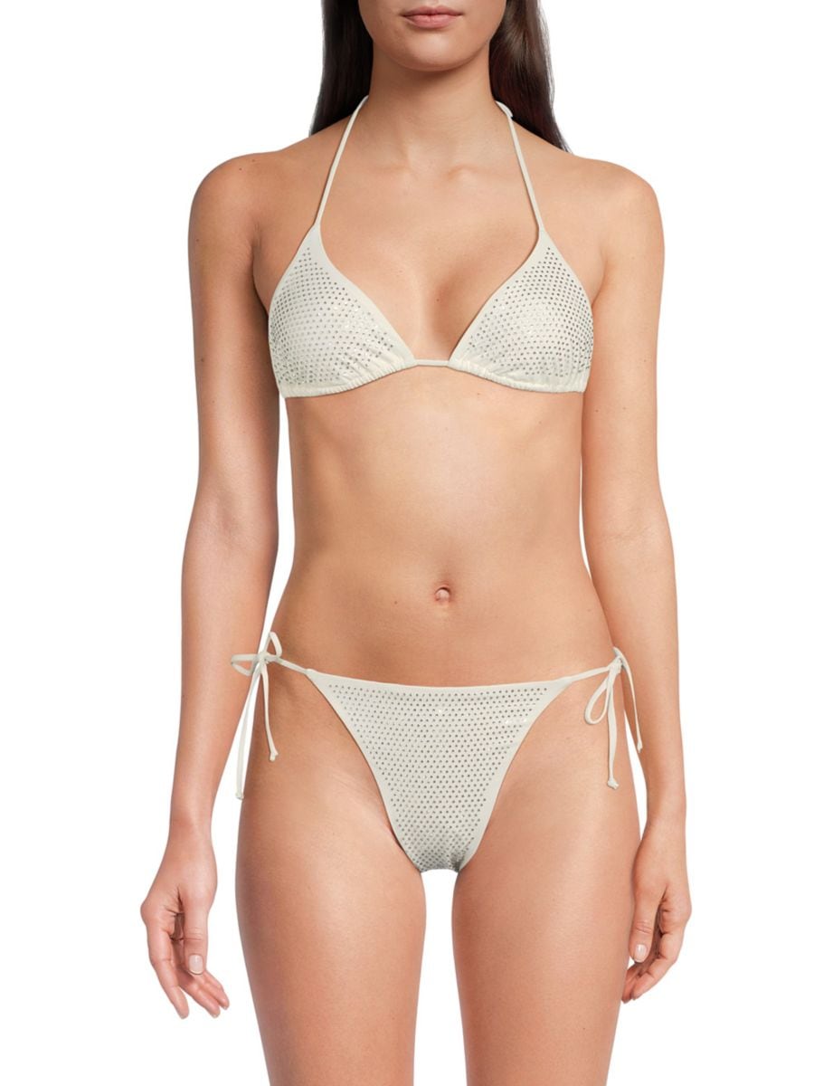 Украшенный треугольный верх бикини WeWoreWhat, белый
Украшенный треугольный верх бикини WeWoreWhat, белый