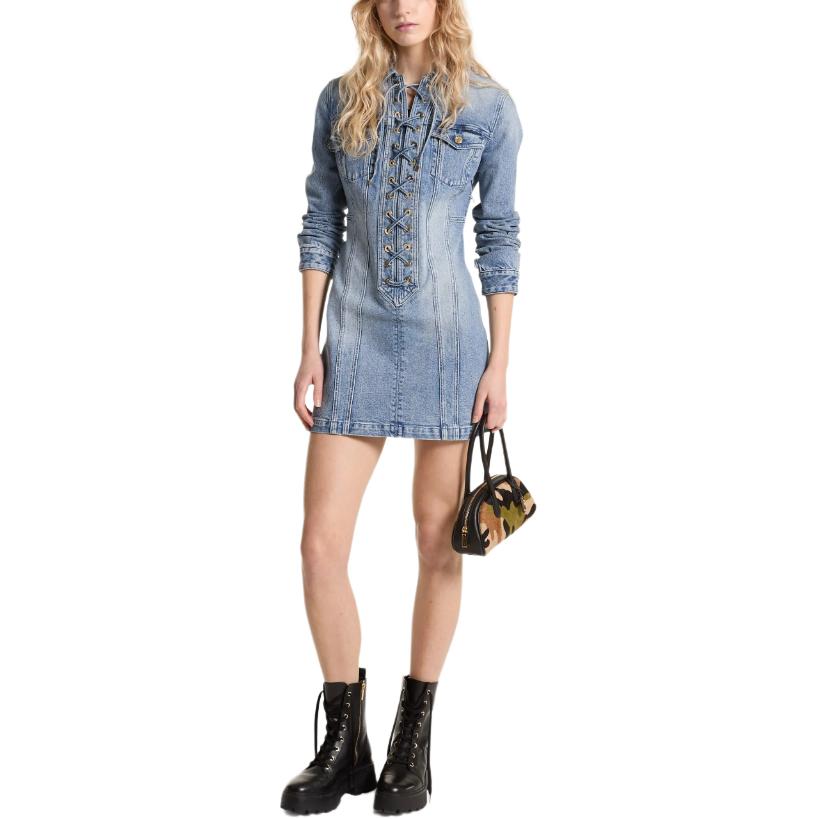 Футболка из стрейч-денима с кружевной шнуровкой MICHAEL KORS, синяя
Футболка из стрейч-денима с кружевной шнуровкой MICHAEL KORS, синяя