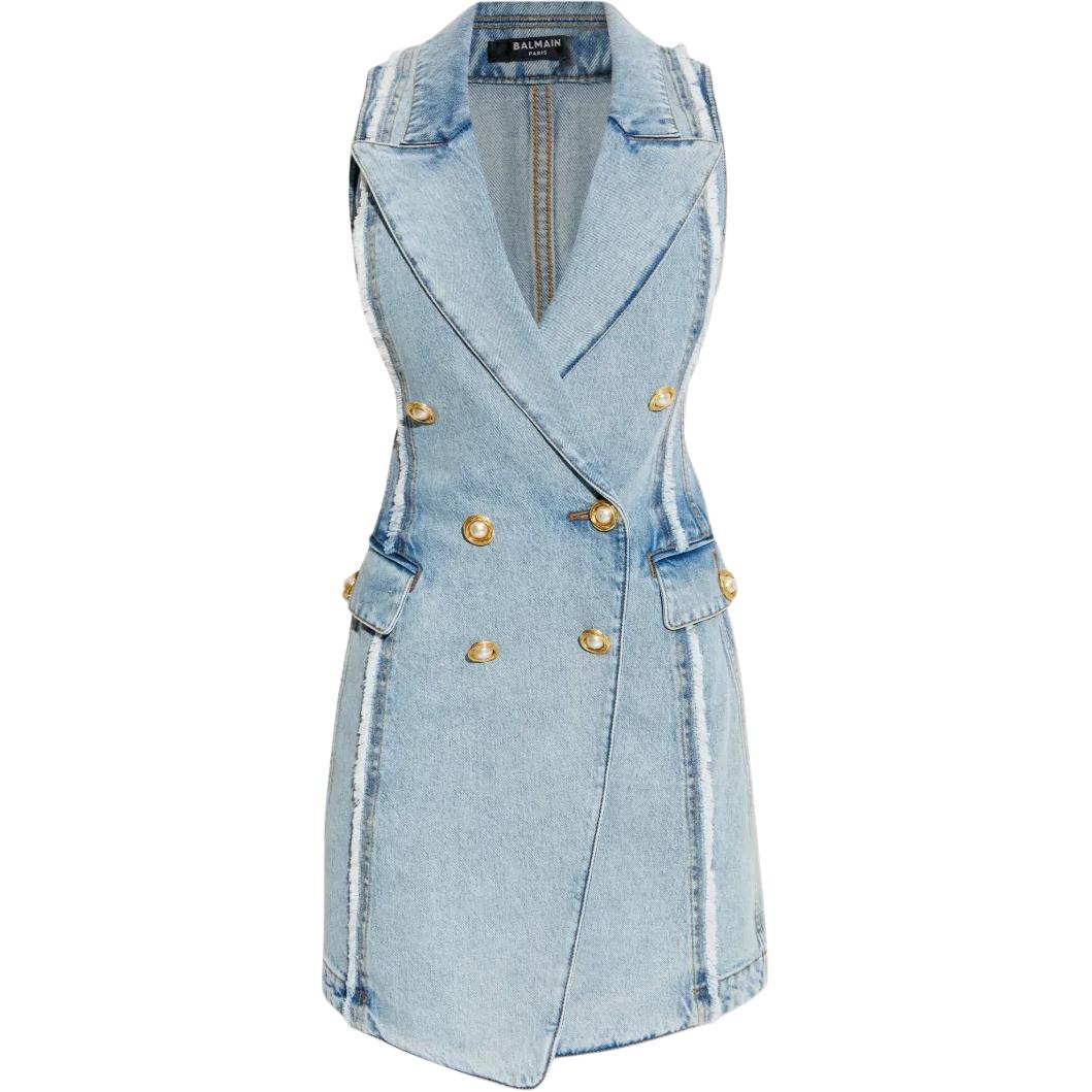 Приталенное джинсовое платье-жилет BALMAIN, синий
Приталенное джинсовое платье-жилет BALMAIN, синий