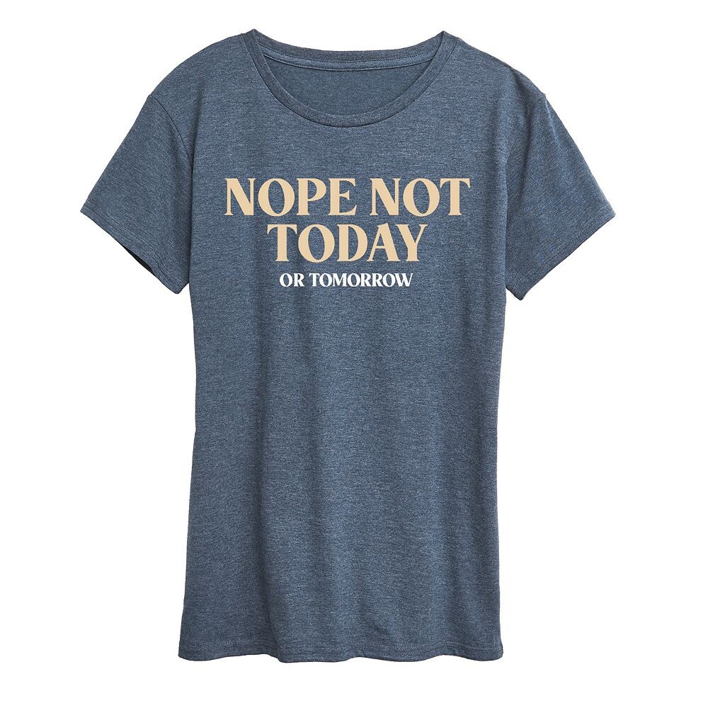 Женская футболка с рисунком Nope Not Today Or Tomorrow Licensed Character, цвет Heather Blue
Женская футболка с рисунком Nope Not Today Or Tomorrow Licensed Character, цвет Heather Blue