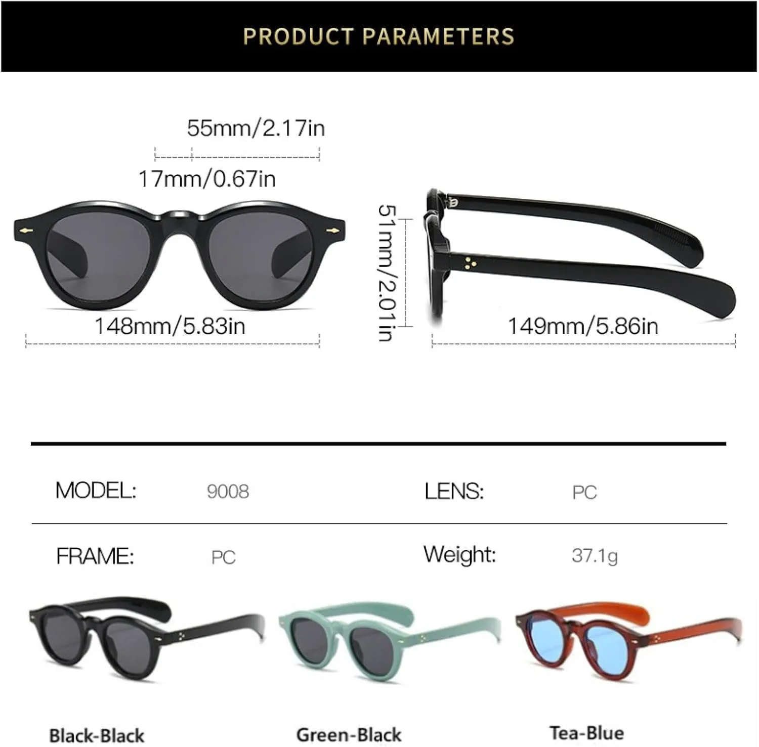 Круглые солнцезащитные очки для женщин и мужчин в стиле ретро с заклепками, маленькая оправа, простые, модные, защита от УФ-излучения UV400 UATXTAU, Black Black
Круглые солнцезащитные очки для женщин и мужчин в стиле ретро с заклепками, маленькая оправа, простые, модные, защита от УФ-излучения UV400 UATXTAU, Black Black