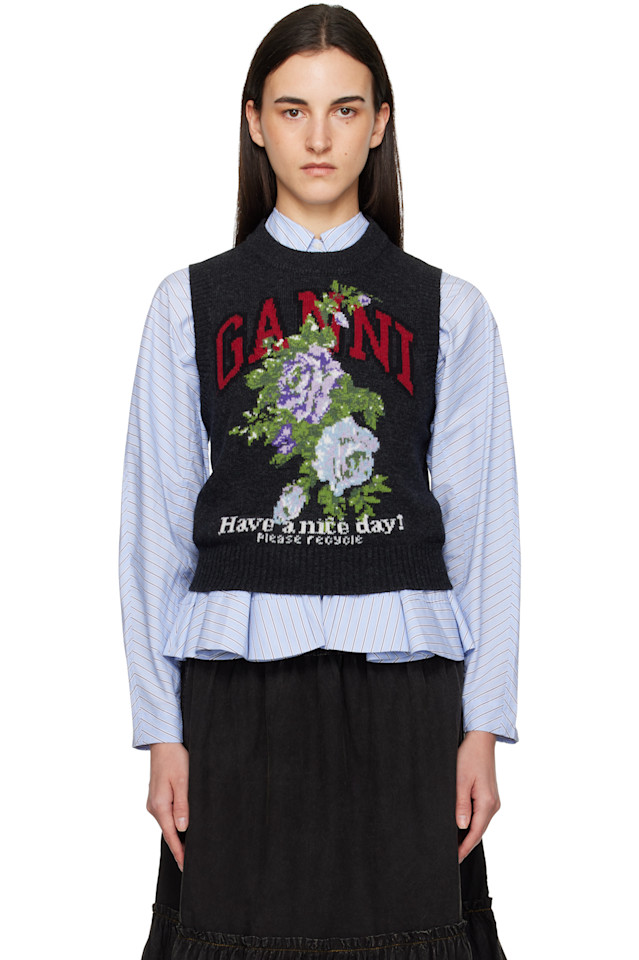 Ganni Шерстяной жилет серого цвета
Ganni Шерстяной жилет серого цвета