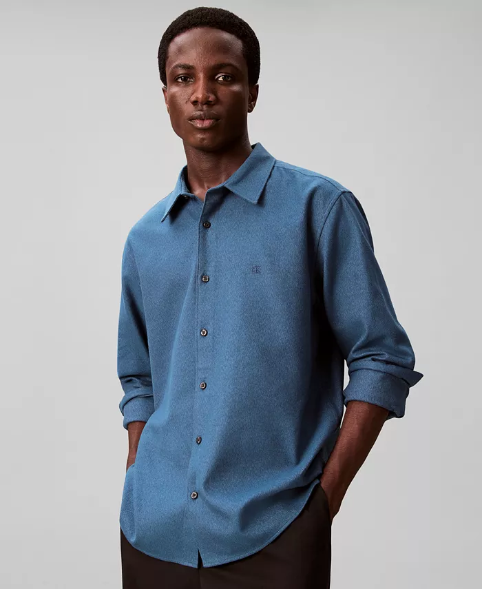 Мужская меланжевая фланелевая рубашка классического кроя Calvin Klein, синий
Мужская меланжевая фланелевая рубашка классического кроя Calvin Klein, синий