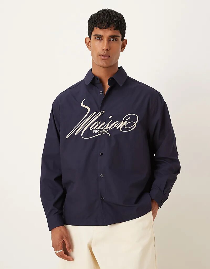 Рубашка свободного кроя ASOS DESIGN с вышивкой на груди из темно-синего хлопкового поплина
Рубашка свободного кроя ASOS DESIGN с вышивкой на груди из темно-синего хлопкового поплина