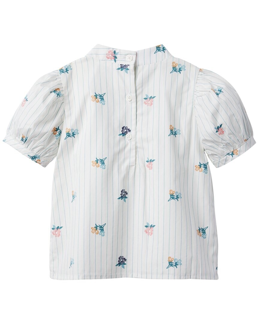 Полосатый топ с рюшами и цветочным принтом Janie and Jack, мультиколор 
Полосатый топ с рюшами и цветочным принтом Janie and Jack, мультиколор