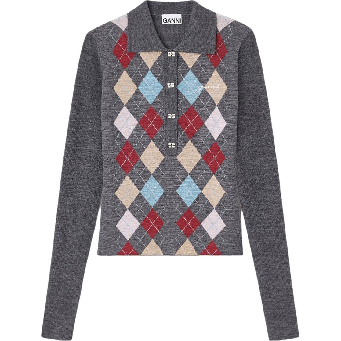 Топ Knitted Polo Shirt GANNI, серый
Топ Knitted Polo Shirt GANNI, серый