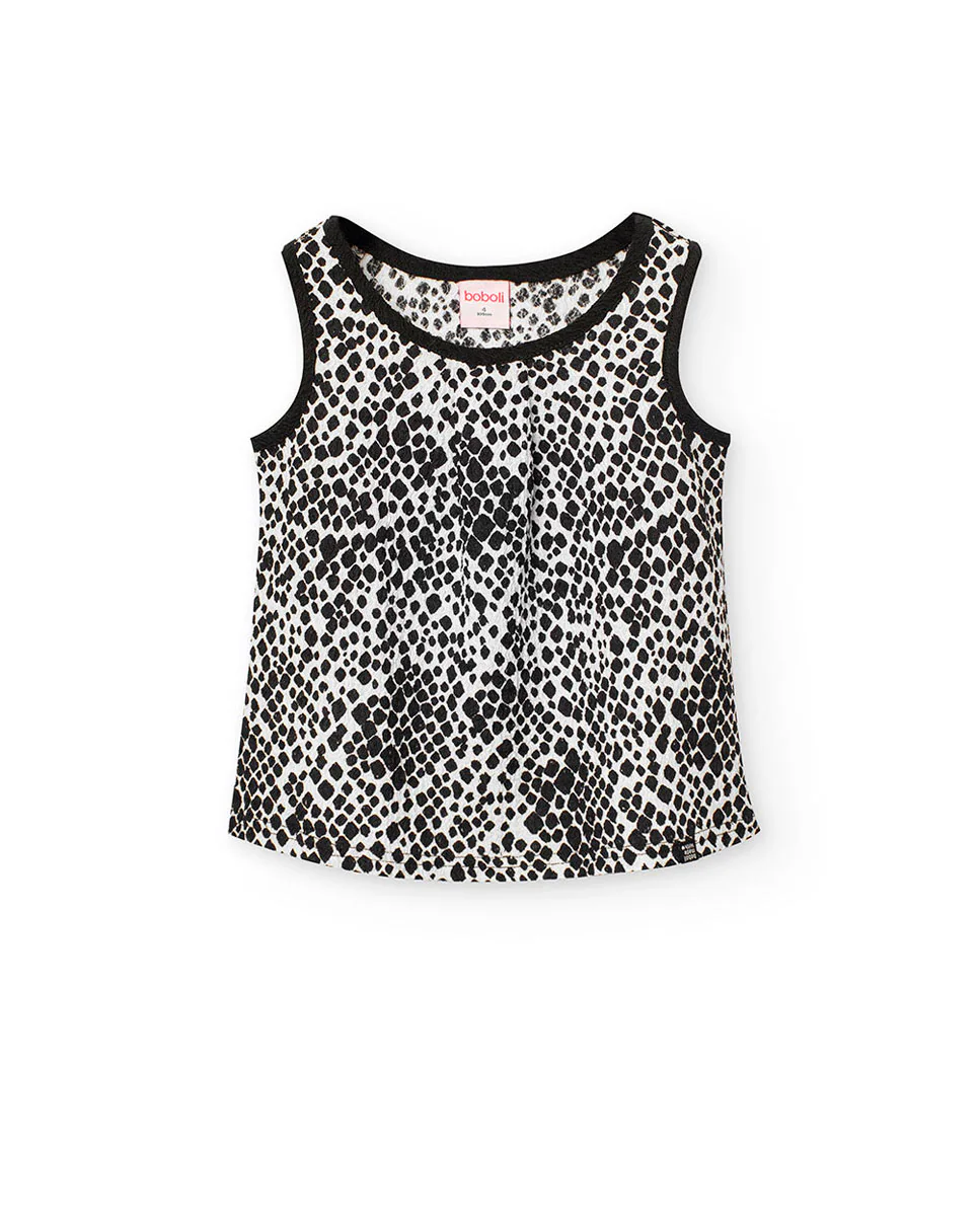 Футболка без рукавов с принтом для девочек Boboli, чёрный 
Футболка без рукавов с принтом для девочек Boboli, чёрный