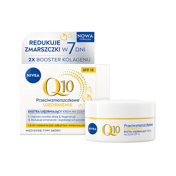 Увлажняющий крем для лица против морщин на день spf15, 50 мл Nivea Q10 ujędrnienie 
Увлажняющий крем для лица против морщин на день spf15, 50 мл Nivea Q10 ujędrnienie