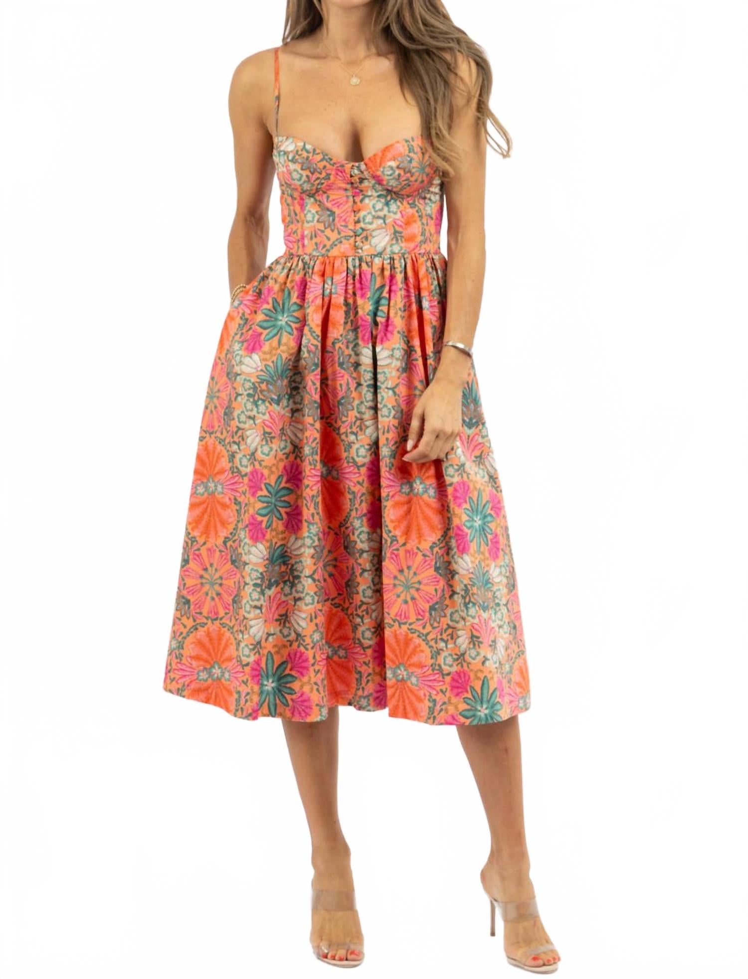 Цветочное миди-платье в оранжевых тонах OLIVACEOUS
Цветочное миди-платье в оранжевых тонах OLIVACEOUS